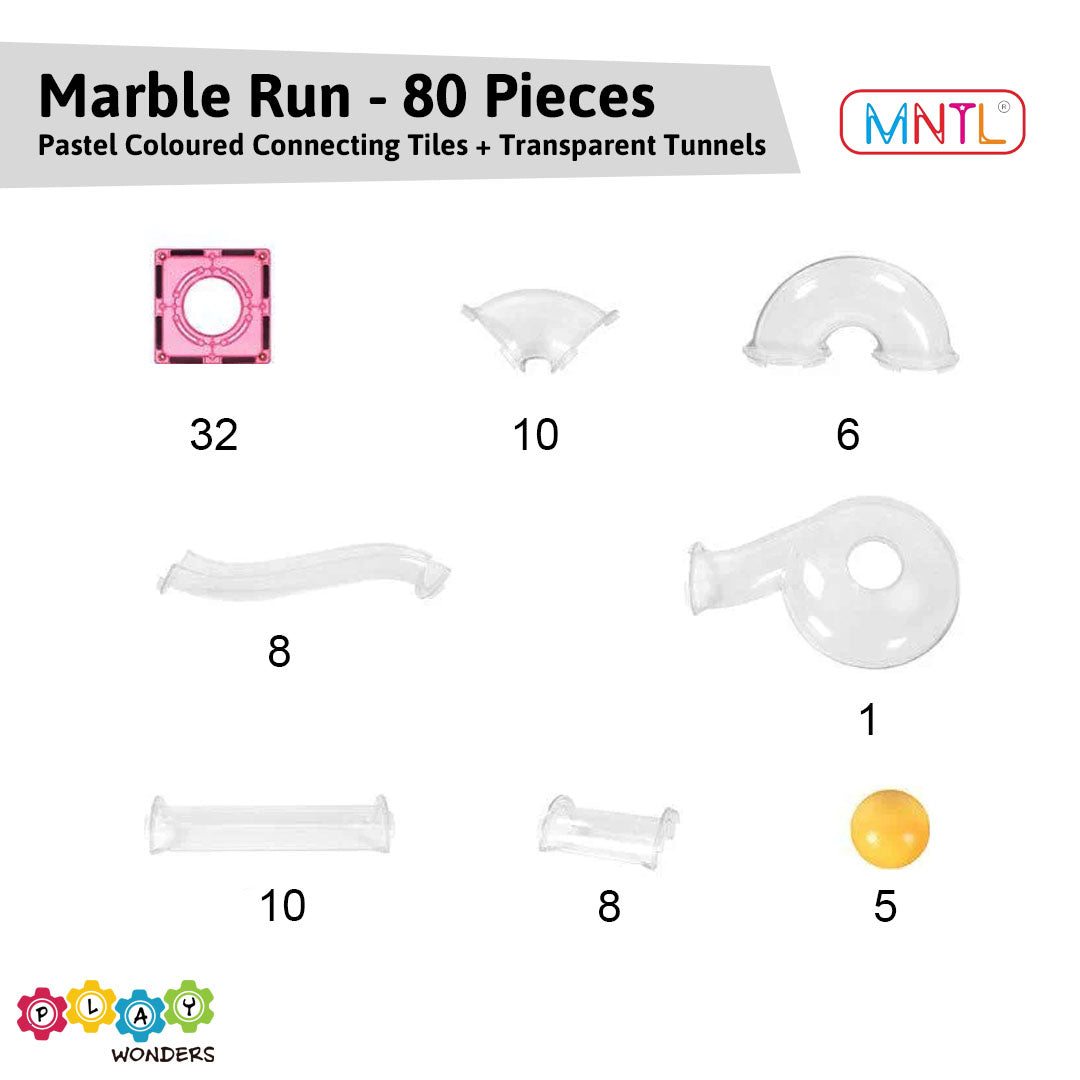 MNTL- Magnetic Marble Run Pastel (80 Pieces)