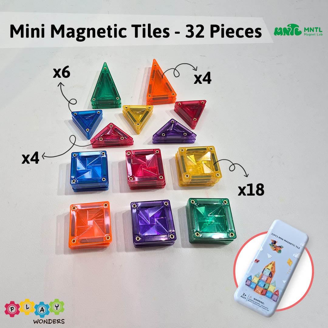 MNTL Mini Magnetic Tile Toy Set (32 Pieces)