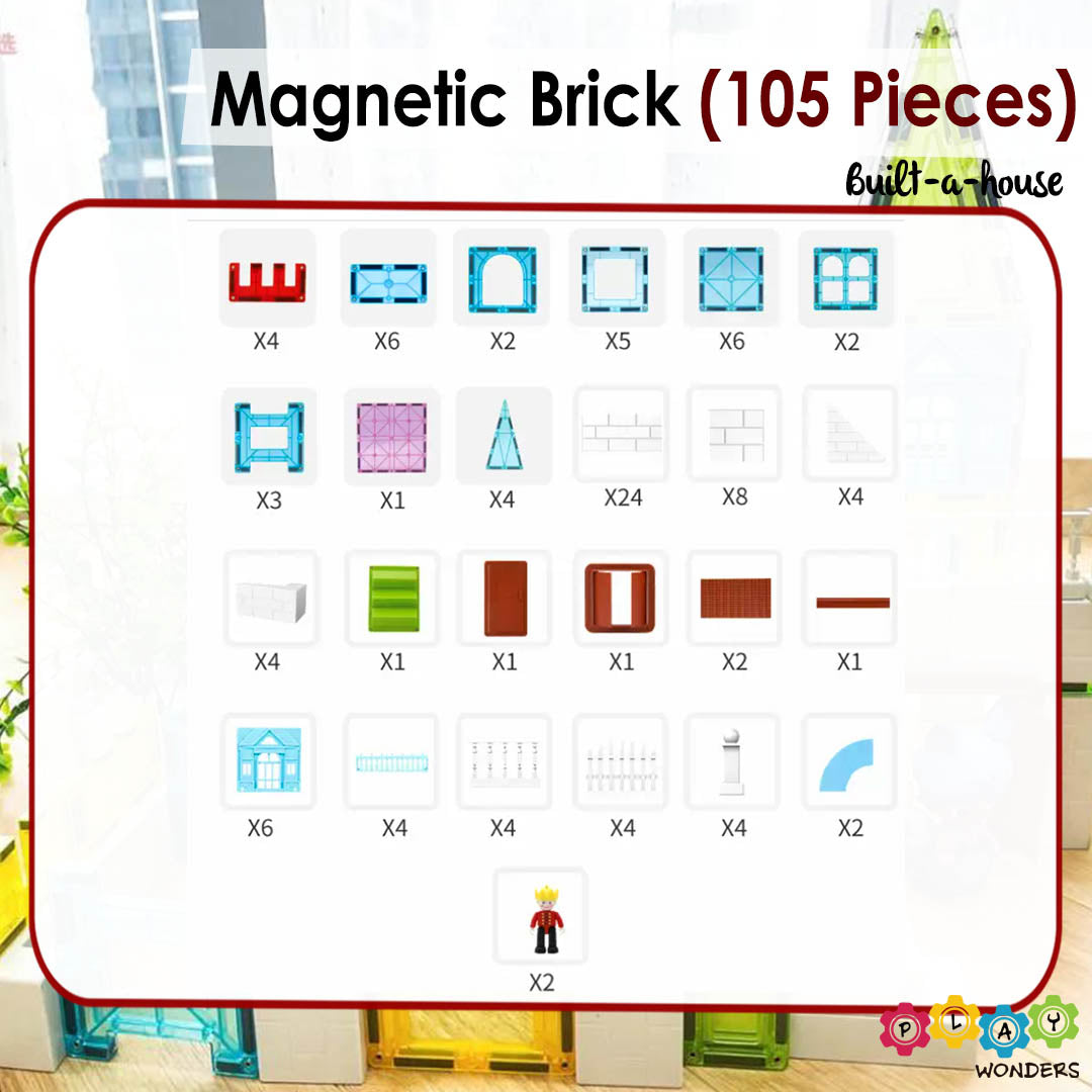 Magnastix - Magnetic Brick (105 Pieces)