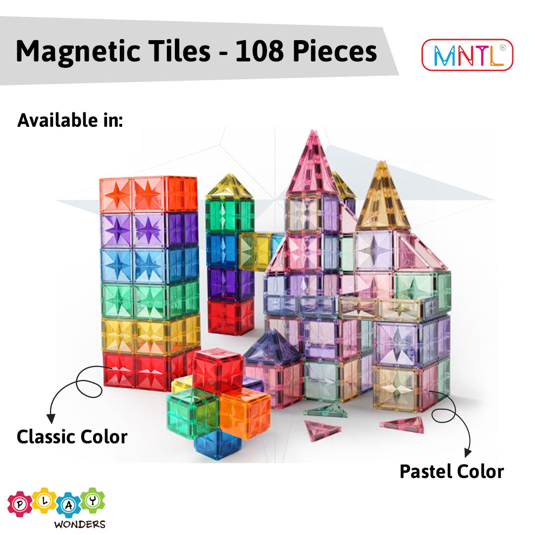 MNTL - Magnetic Tile Toy Set (108 Pieces)