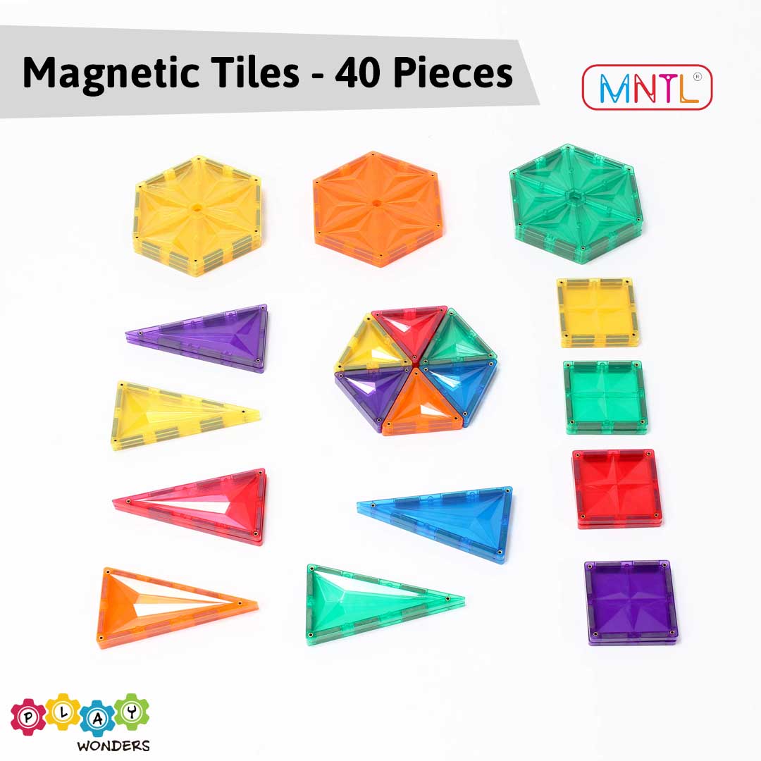 MNTL - Magnetic Tiles- Hexagon Set (40 Pieces)