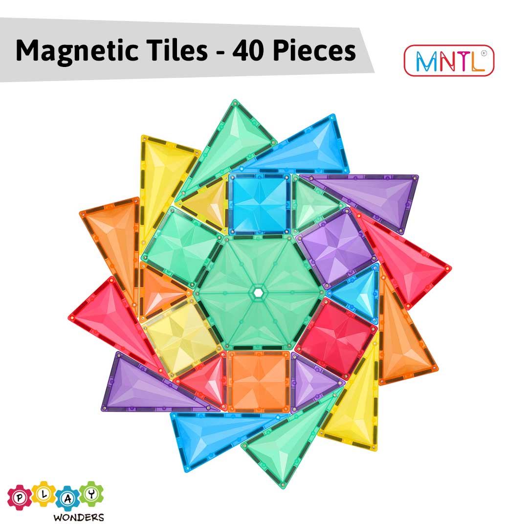 MNTL - Magnetic Tiles- Hexagon Set (40 Pieces)