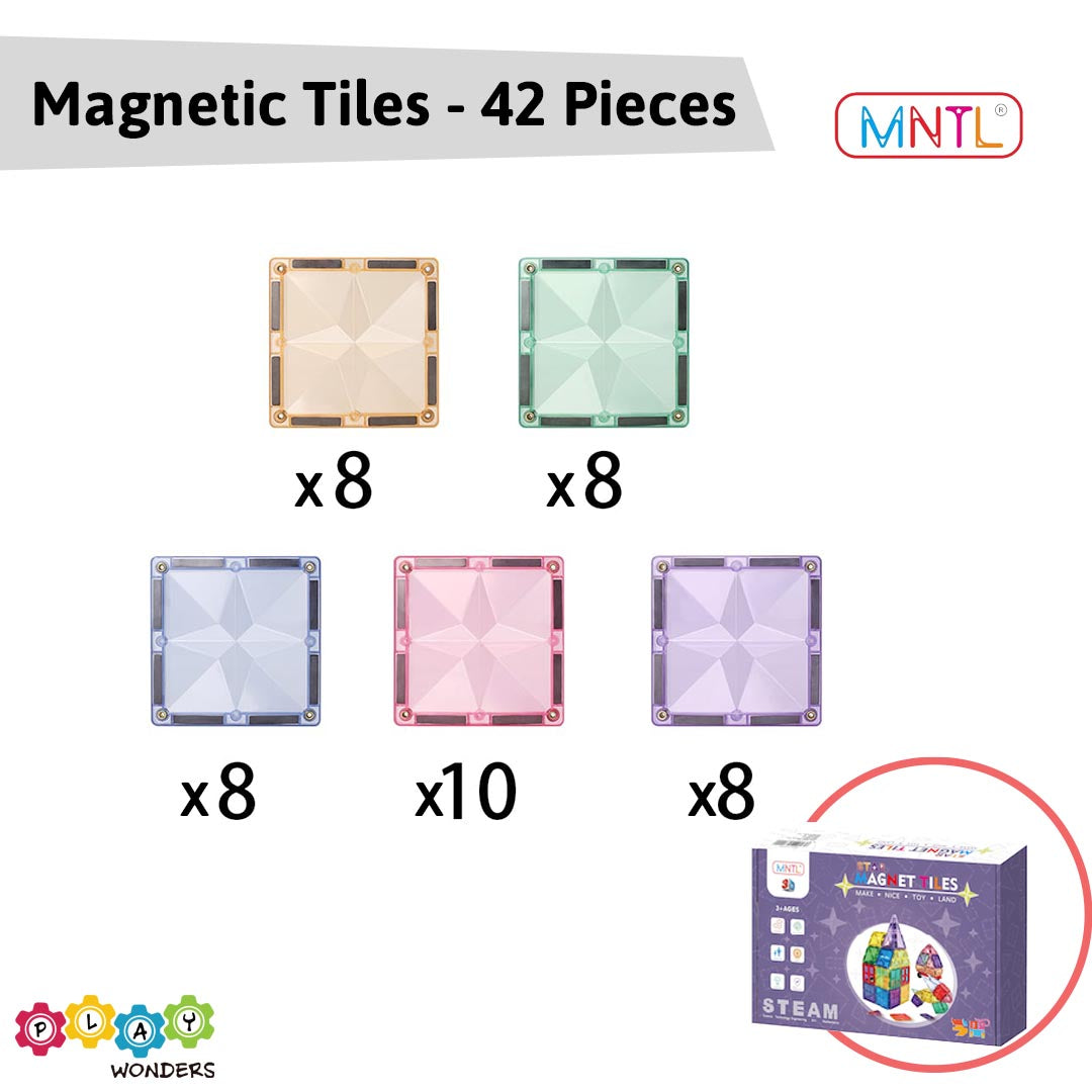 MNTL - Magnetic Tile Toy Set (42 Pieces)
