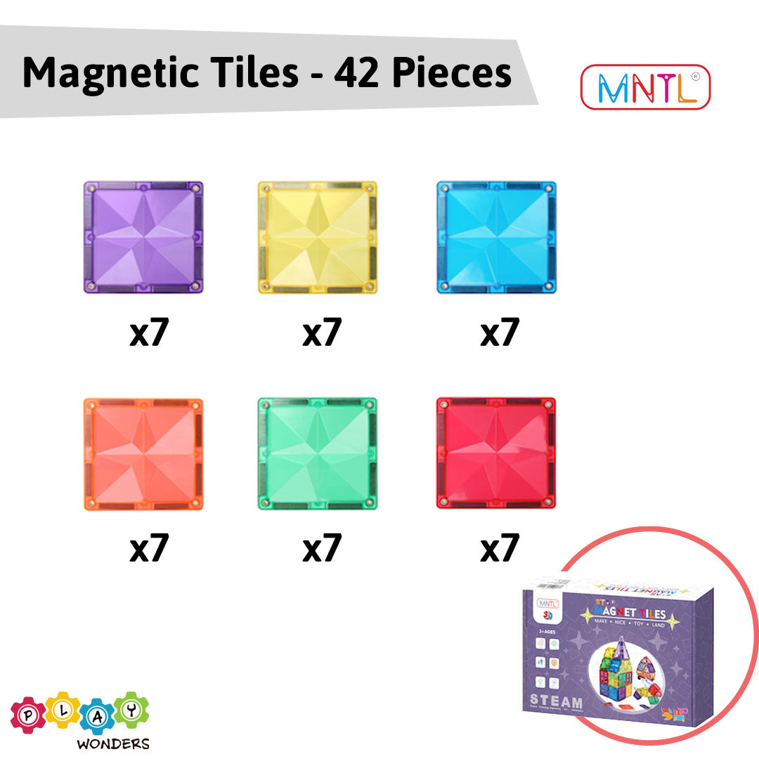 MNTL - Magnetic Tile Toy Set (42 Pieces)