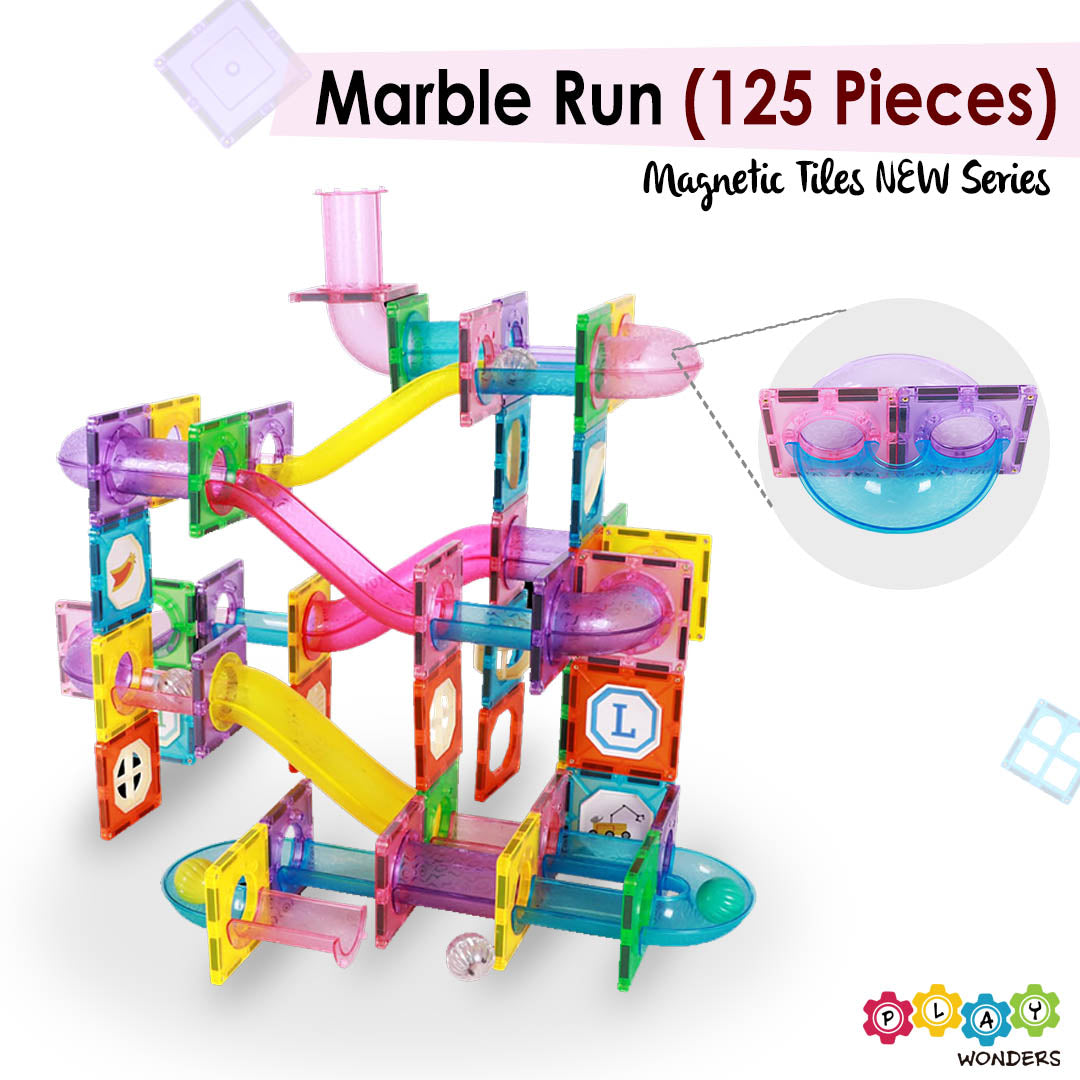 Magnastix - Magnetic Tiles Marble Run (125 Pieces)