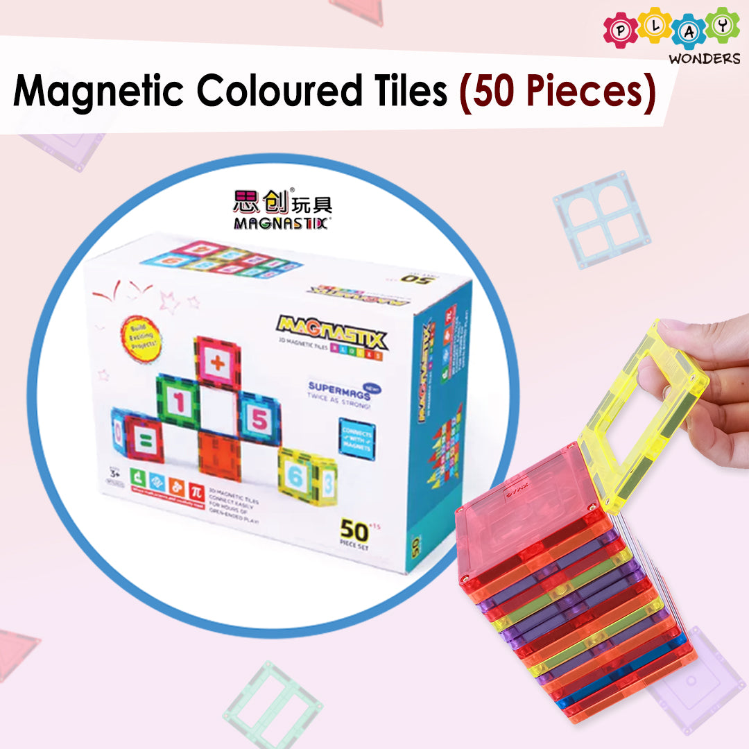 Magnastix - Magnetic Coloured Tiles (50 Pieces)