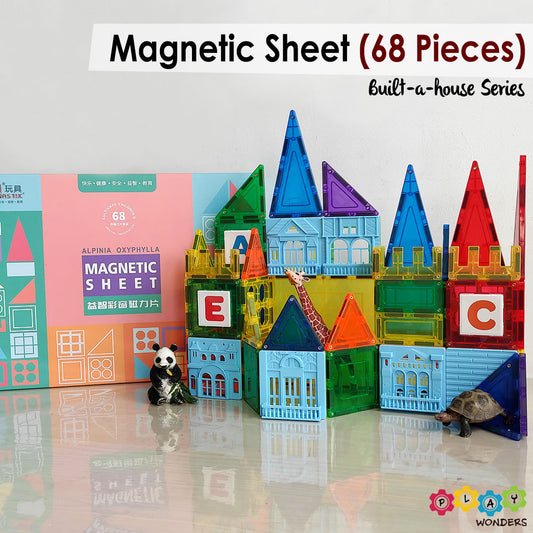Magnastix - Magnetic Sheet (68 Pieces)- Build-a-house Series