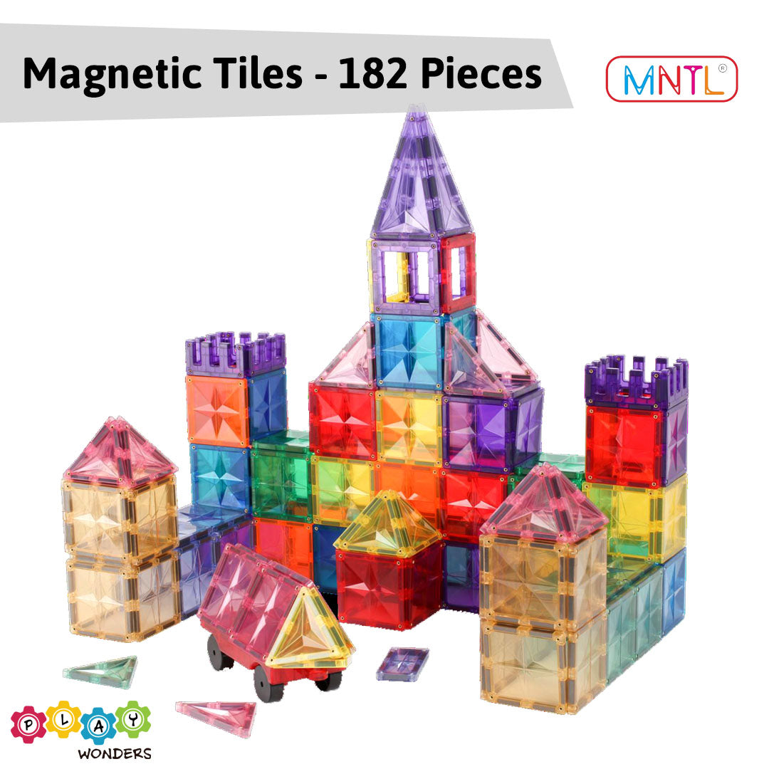 MNTL - Magnetic Tile Toy Set (182 Pieces)