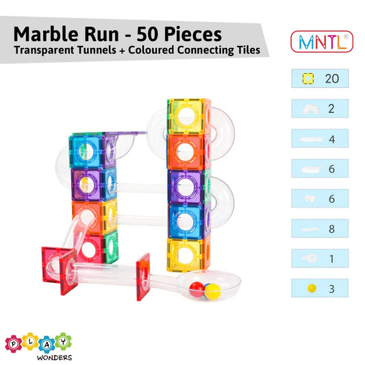 MNTL- Magnetic Marble Run Transparent (50 Pieces)
