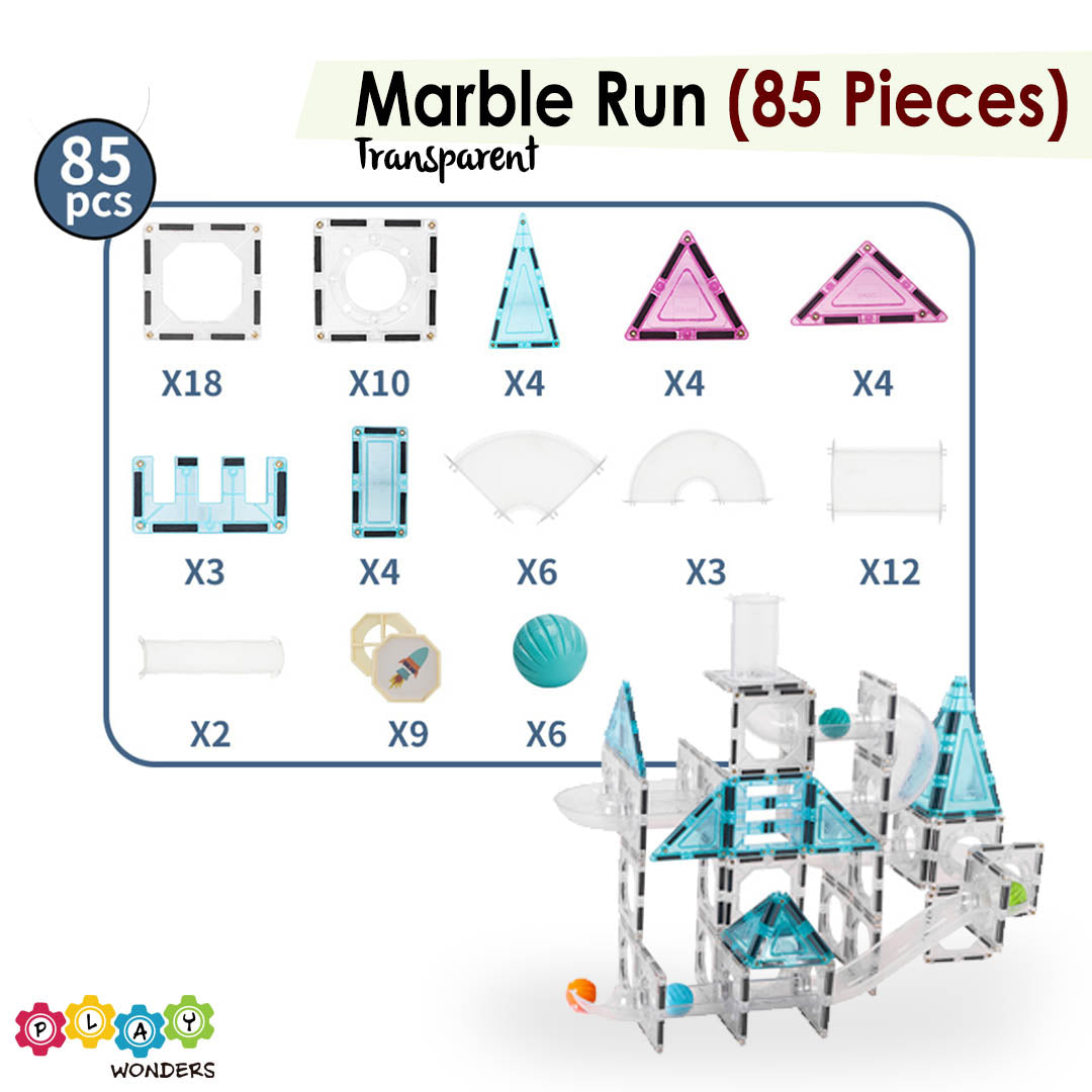 Magnastix - Magnetic Tiles Marble Run (85 Pieces)
