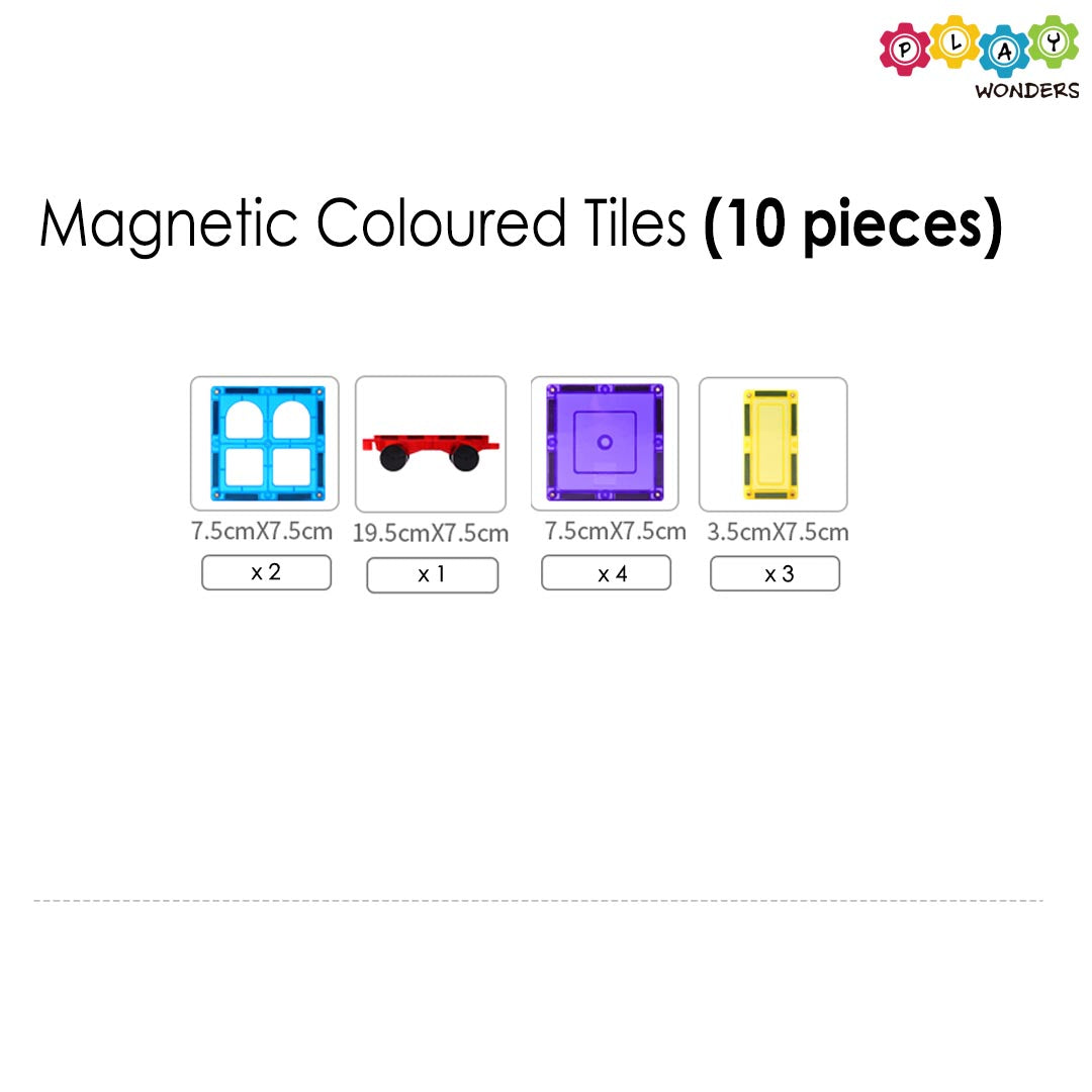Magnastix - Magnetic Car and Coloured Tiles (10 Pieces)